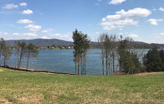 Beautiful views of the lake and Smith Mountain from the shoreline of Kennedy Shores on Smith Mountain Lake